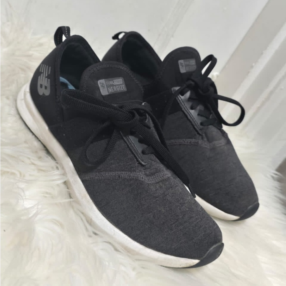 New Balance FuelCore Nergize V1 sneaker in black with grey and white accents.